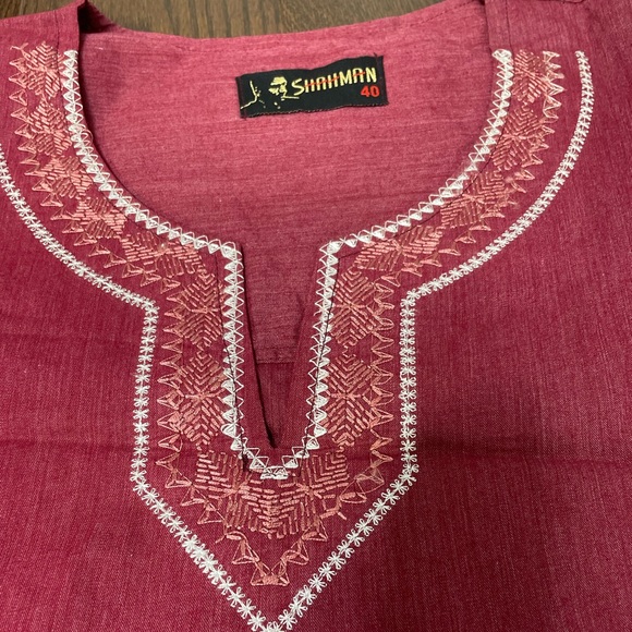 *Brand New* Red Ruby Indian Cotton Kurta (loose blouse) 👚 - Picture 2 of 7